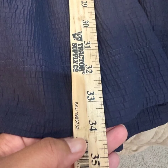 Anthropologie dress XS navy blue square neck seersucker Sleeveless Button-Down - Picture 16 of 16